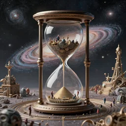 utopian Galaxy intricately detailed tiny humanoid inside an hourglass in the style of Emiliano Ponzi and  Chris Ware, intricate artwork by Tooth Wu and wlop and beeple, octane render, trending on artstation, greg rutkowski very coherent symmetrical artwork, depth field, unreal engine, cinematic, hyper realism, high detail, octane cinema 4D render, A24 cinematography, 8k