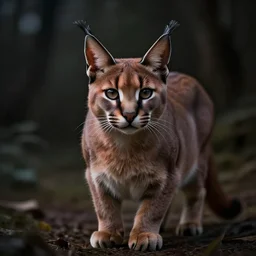 cute fluffy caracal in the dark by katauri, by a freelance artist, artstation, behance