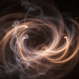 swirling light streaks and ornate flowing smoke streams and smooth particle effects, fume fx, unreal engine
