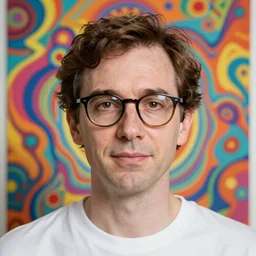 lifelike, photorealistic todd solondz turning into god, clear todd solondz face, glasses, bright psychedelic art by francis bacon, beksinski and szukalski and giger and and pyromallis and dzo and iris compiet and seb mckinnon and, digital art, highly detailed, intricate, vivid colors, clear face, sharp focus, volumetric lighting, unreal engine 5