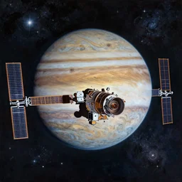 very detailed painting of a satellite of Jupiter, space, stars, Milky way, hyperrealism, masterpiece, trending on artstation
