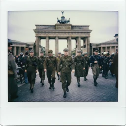 polaroid photo of soviet soldiers entering berlin during ww 2