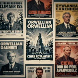 cinematic view of orwellian propoganda posters of climate crisis by cedric peyravernay, by dave melvin, by jorge jacinto, depth of field, sharp focus, death stranding art style, intricate, high detail, digital art, ultra realistic, cinematic lighting, artstation, 3 5 mm film grain