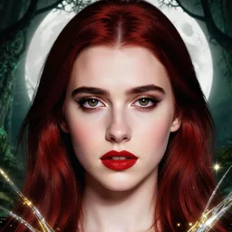 glowing silver and golden elements, full close-up portrait, Emma Roberts as a dark witch in front of the full big moon, book cover, green forest, red white black colors, establishing shot, extremly high detail, foto realistic, cinematic lighting, pen and ink, intricate line drawings, by Yoshitaka Amano, Ruan Jia, Kentaro Miura, Artgerm, post processed, concept art, artstation, matte painting, style by eddie, raphael lacoste, alex ross