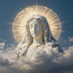 big fluffy clouds in the shape of virgin mary face