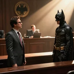 Saul Goodman vs Batman in a courtroom