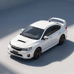 white Subaru WRX, isometric 3D render