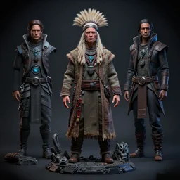 neil young as a cyberpunk tribe shaman, design sheet, 3 d scene, contrast, hot toys, kim jung gi, greg rutkowski, zabrocki, karlkka, jayison devadas, trending on artstation, 8 k, ultra wide angle, pincushion lens effect
