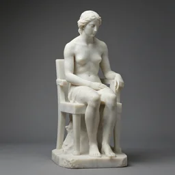 a sculpture of a person sitting on top of a chair, a marble sculpture by nicola samori, behance, neo - expressionism, marble sculpture, apocalypse art, made of mist 1 2 3 4 9