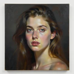 a painting of a woman portrait, installation art