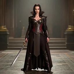 photo of full shot photo of eva green as a vampire warrior with weapons