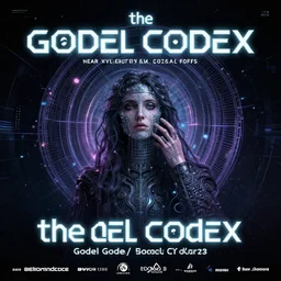 the godel codex, futuristic electronic concert poster, the godel codex, godel, godel, godel