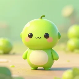 tiny lime creature, by wlop, detailed, cute