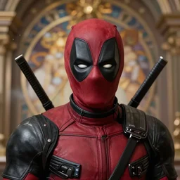 photorealistic portrait photograph of deadpool as a glorious regal marvel hero, sleek outfit, upper body, fantasy, handsome, depth of field, soft focus, highly detailed, intricate, realistic, national geographic cover, soft glow, textured, artstation, concept art, sharp focus, illustration, art by artgerm and greg rutkowski and alphonse mucha