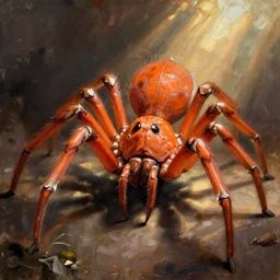portrait of an orange giant spider god by peter mohrbacher