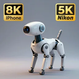 A robot dog, photo taken by a Iphone, Photo taken by a Nikon, 4k, 8k, hd, very detailed, sharp focus, award winning photo, octane render, unreal engine 5, by artgerm