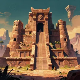 ancient peruvian structure, retrowave epic art, trending on art station