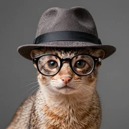 a suspicious mongoose wearing a fedora and groucho glasses