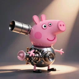 peppa pig head shaped turbo, turbo head, exhaust, mechanical, engine