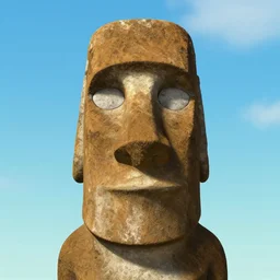 Front Facing Easter Island Head zoomed in cartoonish
