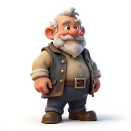 elderly dwarf blacksmith, detailed 3d character render, full body, standing, isolated on a pure white background, centered, whole figure in frame, sharp focus, studio lighting