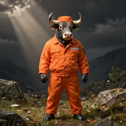 bull disguised as orange inmate clothes