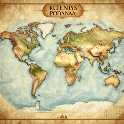 ancient world map, digital painting