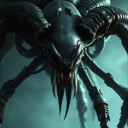 portrait of a tyranid from warhammer 4 0 k by hr giger, greg rutkowski, luis royo and wayne barlowe, 8 k