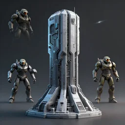 3 d sculpt environment building prop, tron, star citizen, halo, mass effect, elysium, the expanse, high tech industrial, artstation unreal, of a technological device in the shape of an industrial rectangular tower with huge circuitry shapes