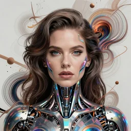 portrait of Lana Del Rey as a cyborg. intricate abstract. intricate artwork. by Tooth Wu, wlop, beeple, dan mumford. dune by david lynch, ex machina, octane render, trending on artstation, greg rutkowski very coherent symmetrical artwork. cinematic, hyper realism, high detail, octane render, 8k, iridescent accents