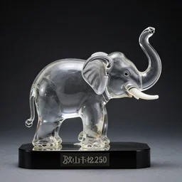 Glass blown elephant, award winning, professional photography