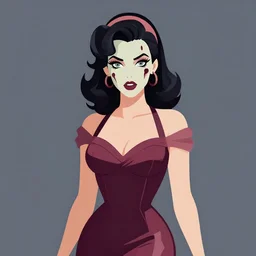 beautiful zombie pinup girl in a cocktail dress. well composed, beautiful detailed face. clean cel shaded vector art by lois van baarle, artgerm, helen huang, by makoto shinkai and ilya kuvshinov, rossdraws, illustration, art by ilya kuvshinov