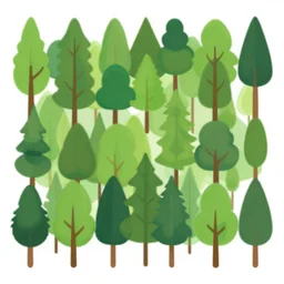 trees in forest flat 2 d art atey ghalian