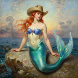 a cowgirl mermaid, highly detailed painting by gaston bussiere, craig mullins, j. c. leyendecker 8 k
