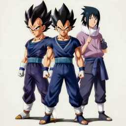 ultra realistic portrait painting of a fusion of vegeta and sasuke art by masashi kishimoto, 4 k, naruto artstyle, cel shaded, highly detailed, epic lighting, full body