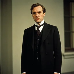 film still, Oswald Spengler in American Psycho suits