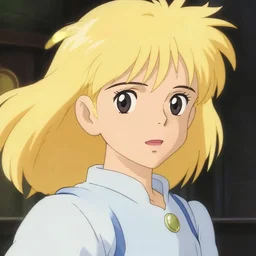 akari, the main character of the 1 9 9 1 studio ghibli film the future is bright with her distinctive blond hair