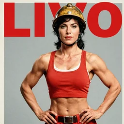 color photograph portrait of a very muscular miner woman. 1 9 9 0 live magazine.