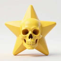 symbol of a yellow star with a yellow skull in front with glowing eyes, digital art, epic lighting, 4 k