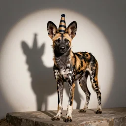 The world's greatest showman: the african painted dog dressed in a hat!