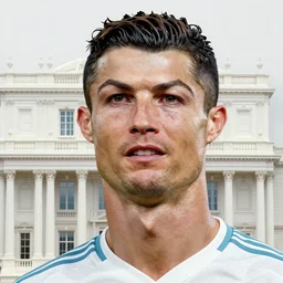 portrait of cristiano ronaldo, texture, intricate, details, highly detailed, masterpiece, architecture, building, trending on artstation, focus, sharp focus, concept art, digital painting, fantasy, sunny, day, midday