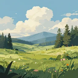 a place of wonder, on a bright summer day, a simple textured vector based illustration, critical detail, contrasting colors, sharp focus, atmospheric dreamscape painting, wlop by ( jeremiah ketner and leonardo da vinci and greg rutkowski )