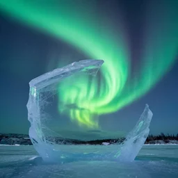 ice that has the aurora borealis trapped inside