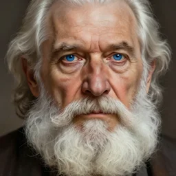 Old man with blue eyes and bushy white beard, digital painting, lots of details, 4k, intricate, trending on artstation, deviantart