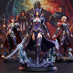 a hyper detailed full body figurine of the queen of blades, sideshow figurines, high quality figurine, epic background, diablo 4 lilith, by yusuke murata, by hiroya oku, by dorian cleavenger, by tom bagshaw, by zdzisław beksinski, trending on artstation