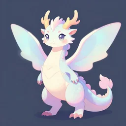 full body digital illustration of an cute pastel fantasy dragon with fairy wings, concept art, matte background, deviantArt, artstation
