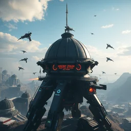 battle arcology dome atop mech. unreal engine, octane, raytrace. horizon zero dawn, hawken 3 8 4 0 x 2 1 6 0