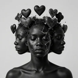 ( hidden faces, broken hearts ), cognitive illusion by oleg suplyak, black love, black art, afrofuturism