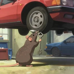 rats fixing cars in the garage, key visual, a fantasy digital painting by makoto shinkai and james gurney, trending on artstation, highly detailed