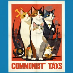 poster for communist cats, constructivism, soviet propaganda